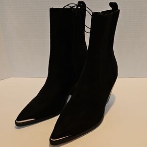 Sleek Black Pointed-Toe Ankle Booties